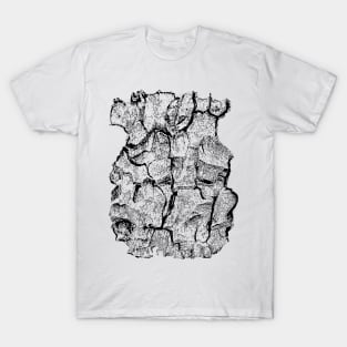 Abstract Shapes and Alien Faces in Black and White T-Shirt